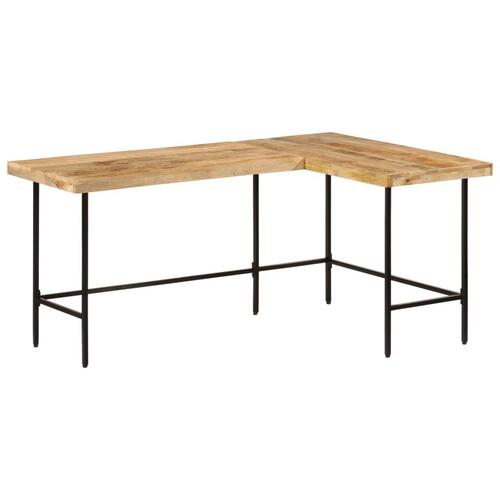 Skrivebord 165x110x77 cm massivt mangotræ og jern
