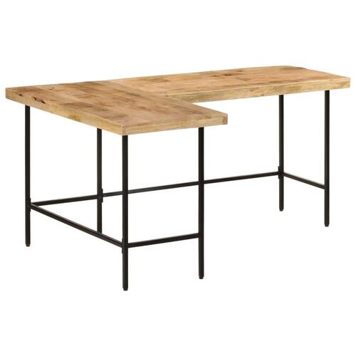 Skrivebord 165x110x77 cm massivt mangotræ og jern