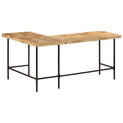 Skrivebord 165x110x77 cm massivt mangotræ og jern
