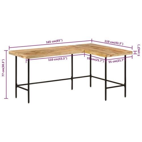 Skrivebord 165x110x77 cm massivt mangotræ og jern