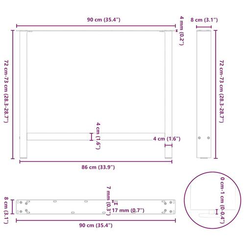 Sofabordben 2 stk. 90x(72-73) cm stål antracitgrå