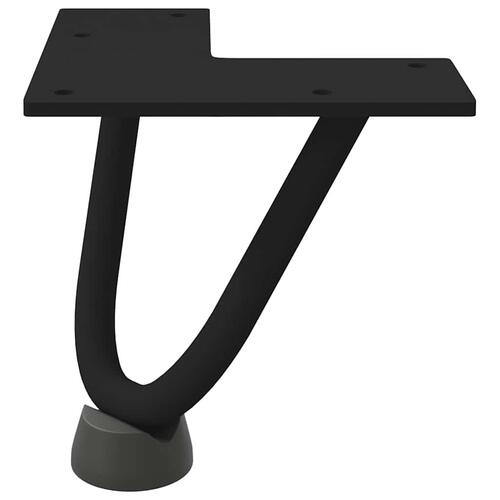 Hårnåle bordben 4 stk. 10 cm massivt stål sort