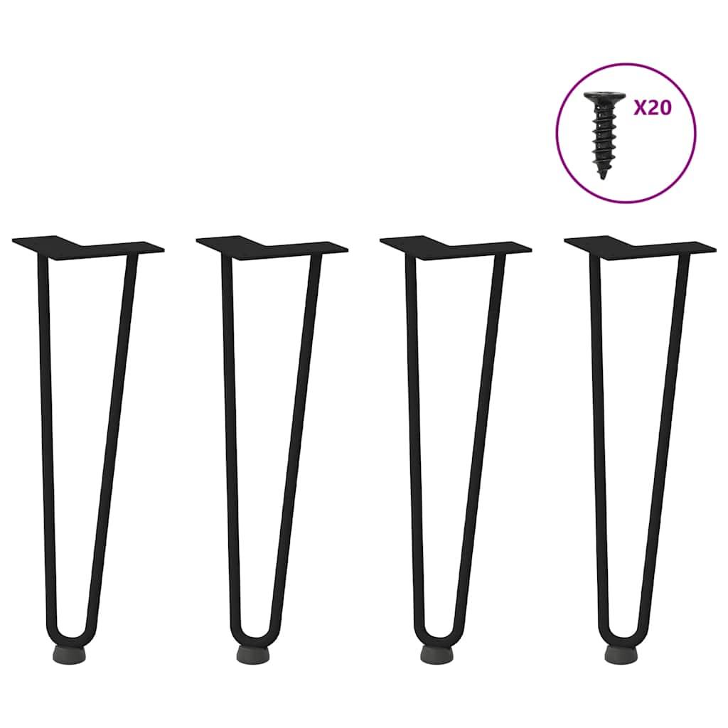 Hårnåle bordben 4 stk. 42 cm massivt stål sort