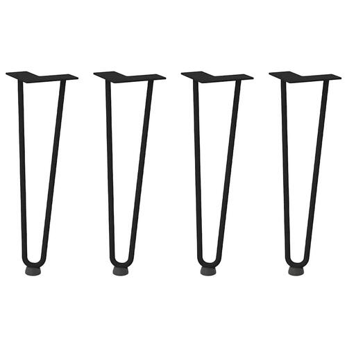 Hårnåle bordben 4 stk. 42 cm massivt stål sort