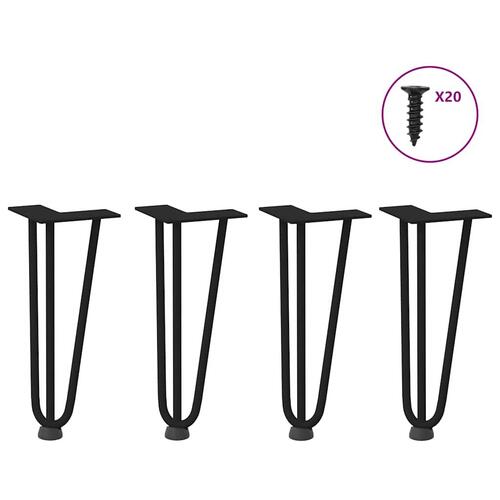 Hårnåle bordben 4 stk. 30 cm massivt stål sort