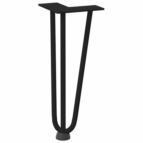 Hårnåle bordben 4 stk. 30 cm massivt stål sort