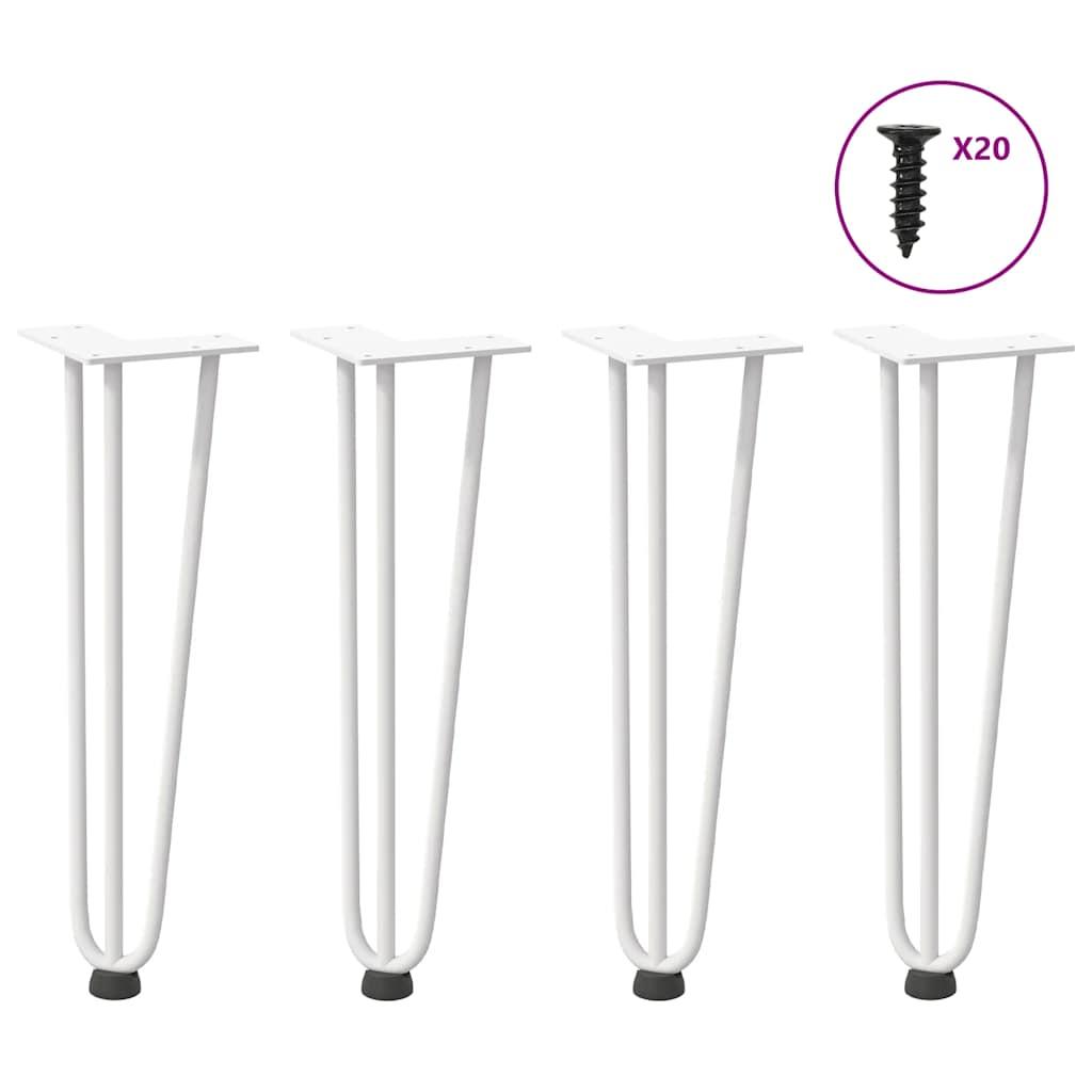 Hårnåle bordben 4 stk. 42 cm massivt stål hvid