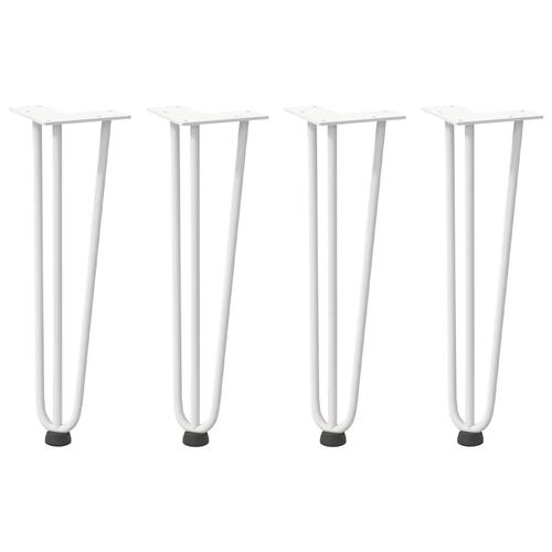 Hårnåle bordben 4 stk. 42 cm massivt stål hvid