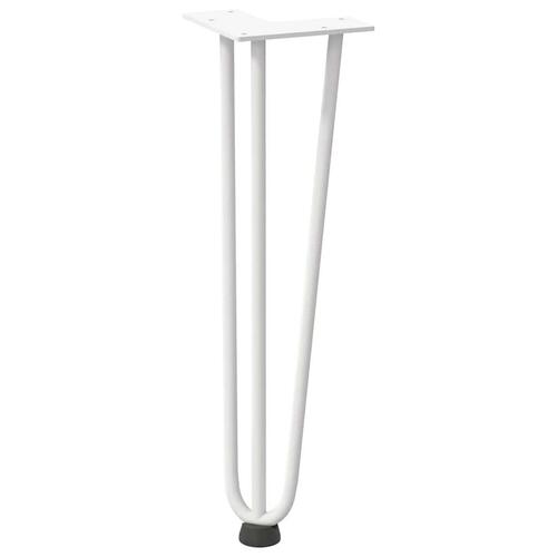 Hårnåle bordben 4 stk. 42 cm massivt stål hvid