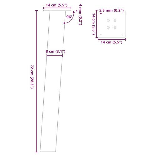 Sofabordben 4 stk. 72 cm stål sort