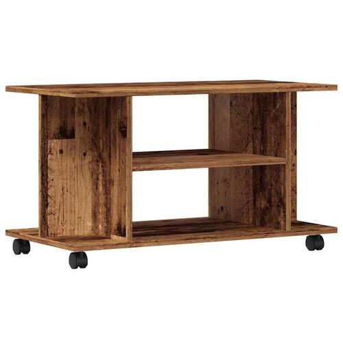 Tv-skab med hjul 80x40x45 cm konstrueret træ antikt trælook