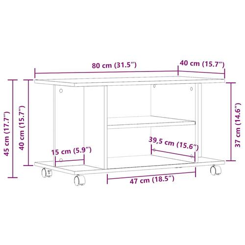 Tv-skab med hjul 80x40x45 cm konstrueret træ antikt trælook
