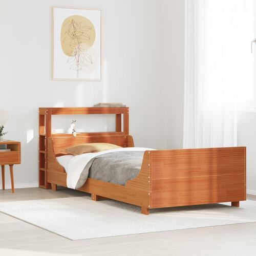 Sengeramme uden madras 90x200 cm massivt fyrretræ gyldenbrun