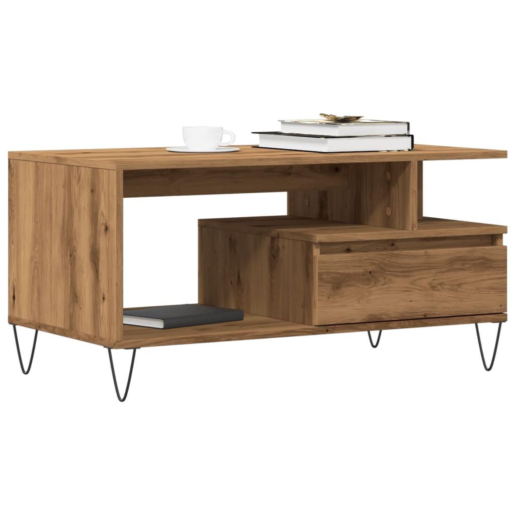 Sofabord 90x49x45 cm konstrueret træ kunsteg