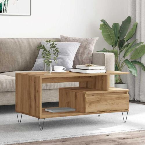 Sofabord 90x49x45 cm konstrueret træ kunsteg