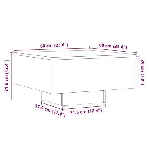Sofabord 60x60x31,5 cm konstrueret træ antikt træ