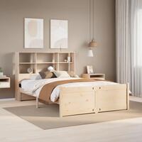 Seng med reol uden madras 135x190 cm massivt fyrretræ