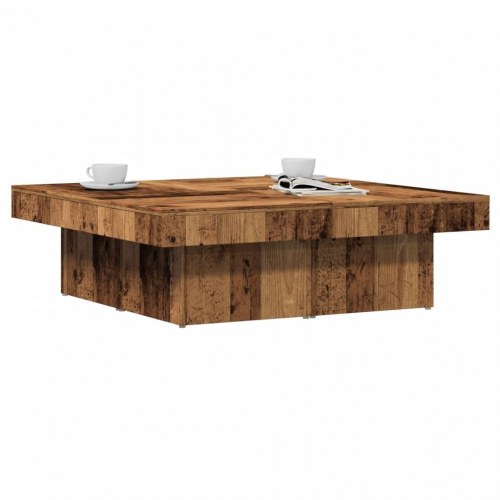 Sofabord 90×90×28 cm i konstrueret træ - antikt trælook
