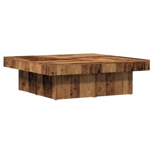 Sofabord 90×90×28 cm i konstrueret træ - antikt trælook