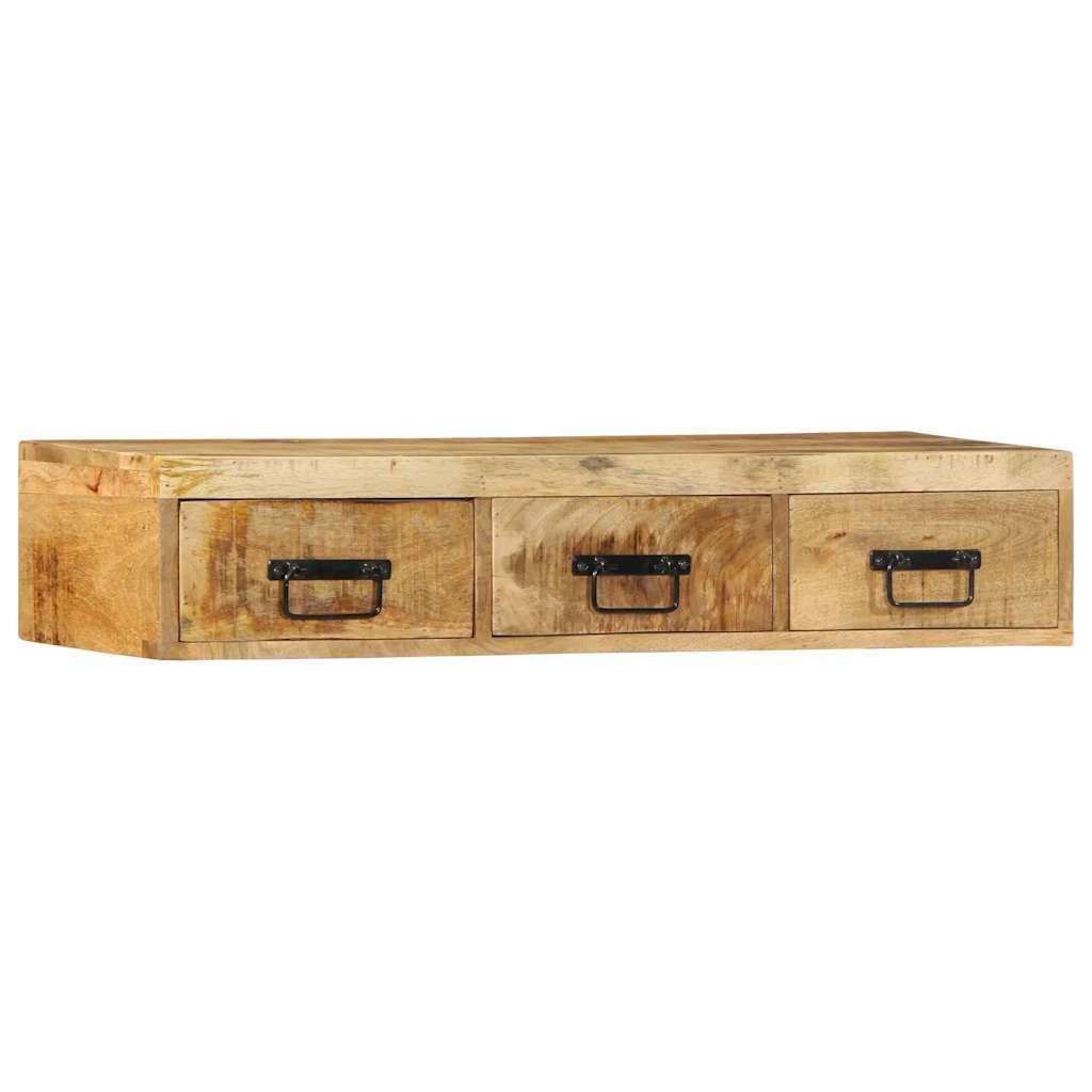 Væghængt tv-skab med 3 skuffer 100 x 30 x 19 cm i massivt ru mangotræ