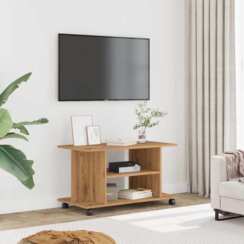 Tv-skab med hjul 80x40x45 cm konstrueret træ kunsteg
