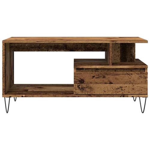 Sofabord 90x49x45 cm konstrueret træ antikt trælook