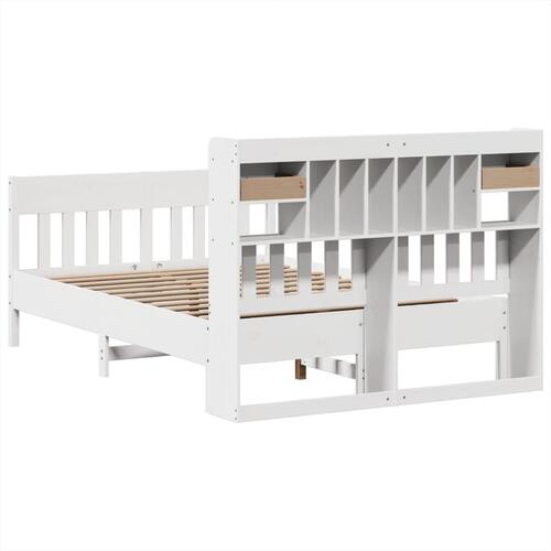 Sengeramme uden madras 150x200 cm massivt fyrretræ hvid