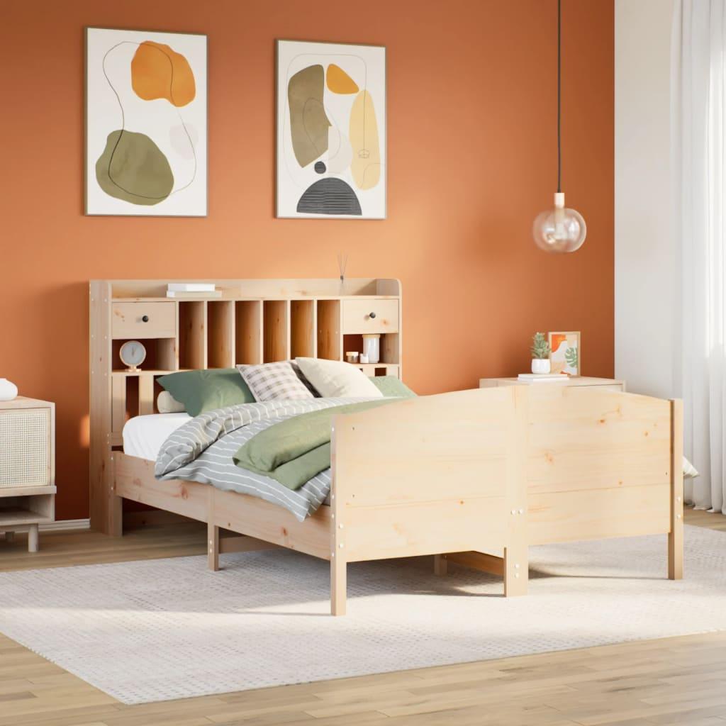 Seng med reol 140x200 cm i massivt fyrretræ - uden madras billede
