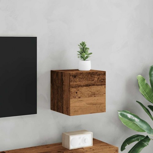 Væghængt tv-skab 30,5×30×30 cm - antikt træ