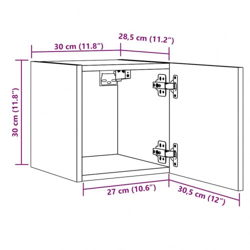 Væghængt tv-skab 30,5×30×30 cm - antikt træ
