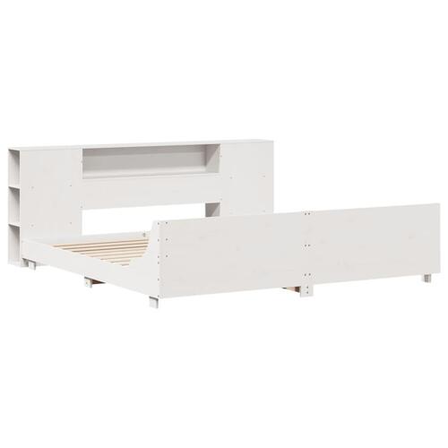 Sengeramme uden madras 200x200 cm massivt fyrretræ hvid
