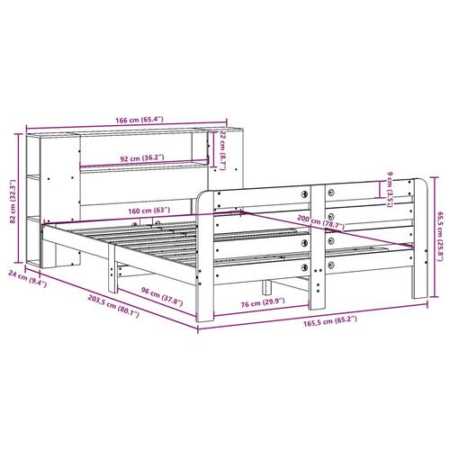 Sengeramme uden madras 160x200 cm massivt fyrretræ