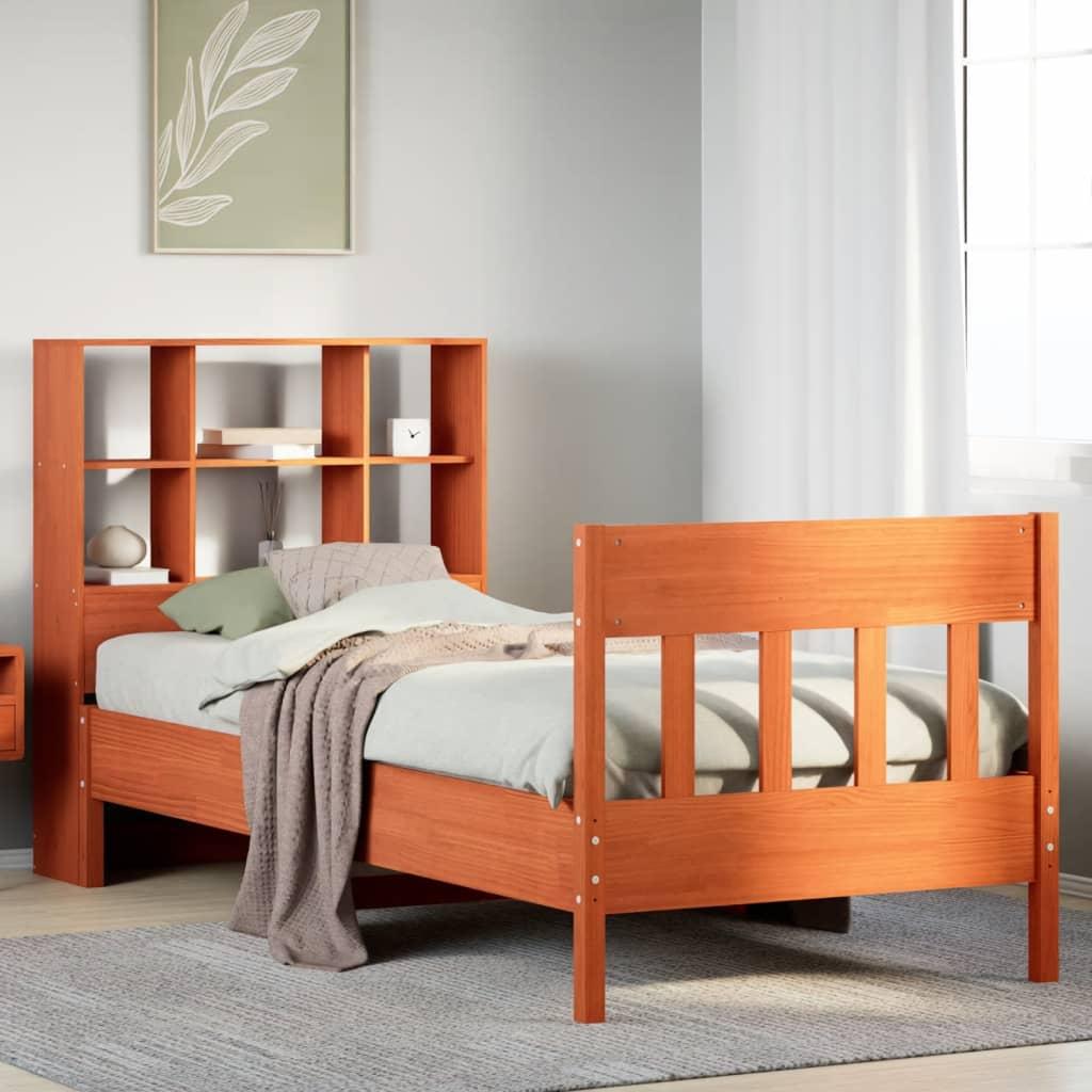 Sengeramme uden madras 75x190 cm massivt fyrretræ gyldenbrun billede