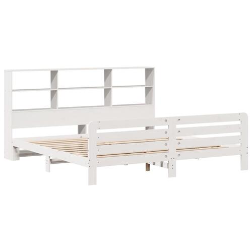Sengeramme uden madras 200x200 cm massivt fyrretræ hvid