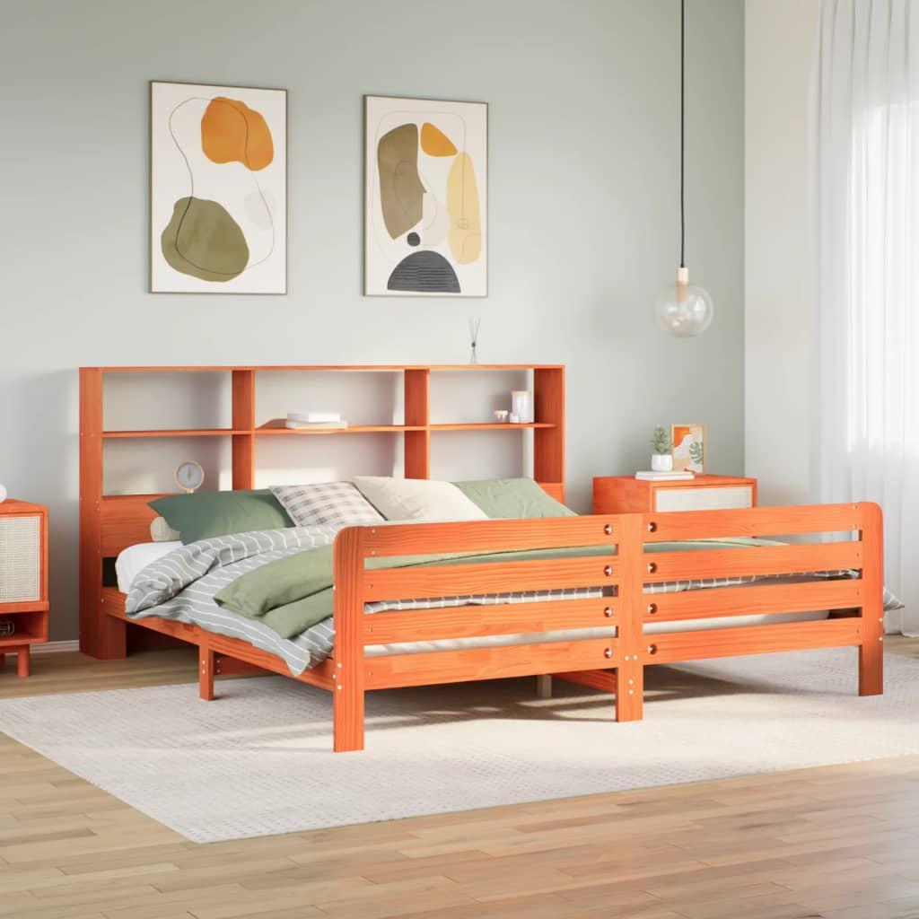 Sengeramme uden madras 180x200 cm massivt fyrretræ gyldenbrun billede