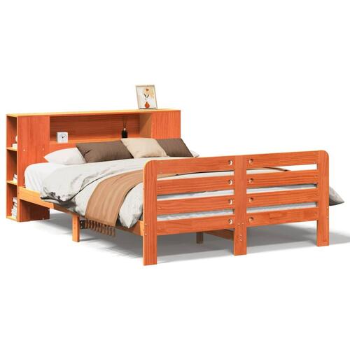 Sengeramme uden madras 140x190 cm massivt fyrretræ gyldenbrun