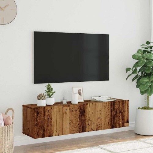Væghængt tv-bord 120×30×30 cm - konstrueret træ i gammelt træ-look