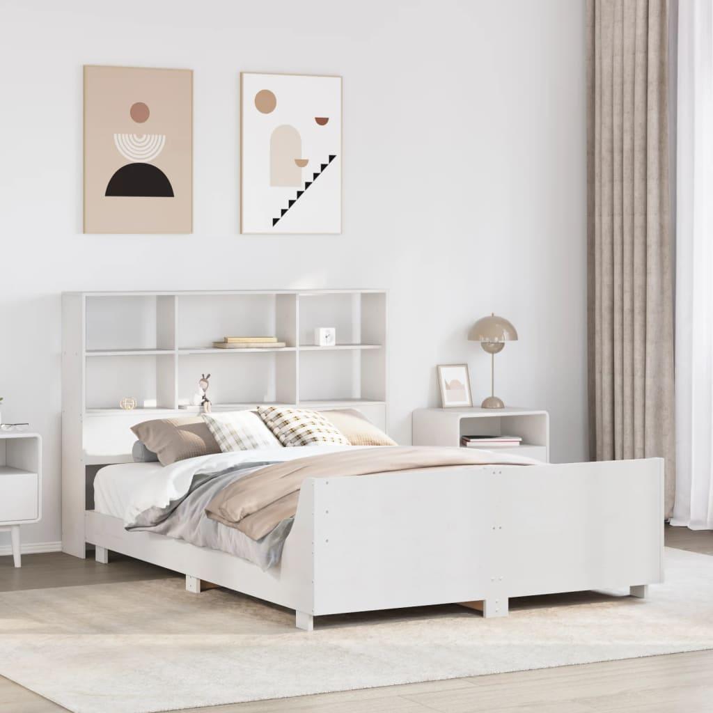 Sengeramme uden madras 120x200 cm massivt fyrretræ hvid