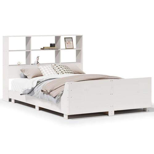 Sengeramme uden madras 120x200 cm massivt fyrretræ hvid