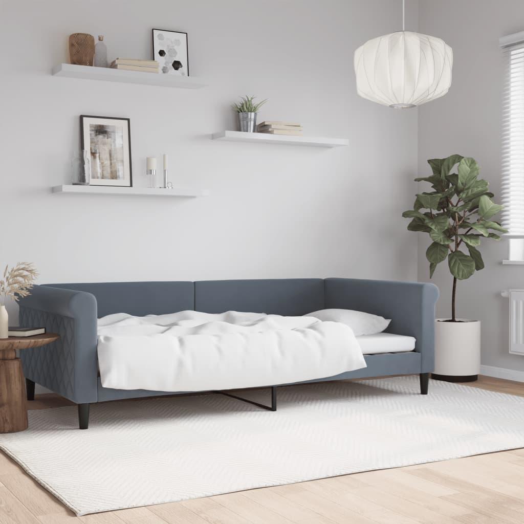 Daybed 100x200 cm velour mørkegrå billede