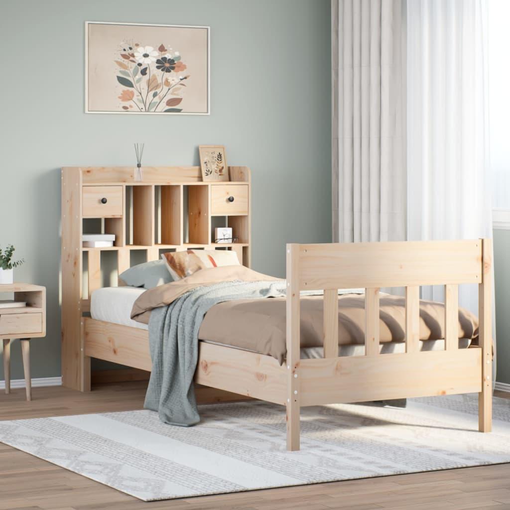 Sengeramme uden madras 90x190 cm massivt fyrretræ billede