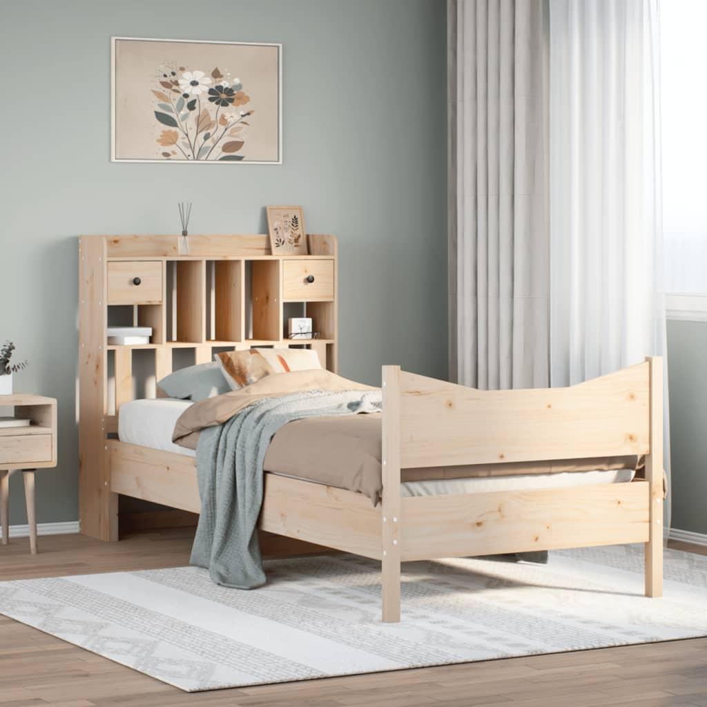 Sengeramme uden madras 90x200 cm massivt fyrretræ billede