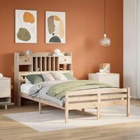 Seng med reol uden madras 135x190 cm massivt fyrretræ