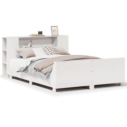 Sengeramme uden madras 150x200 cm massivt fyrretræ hvid