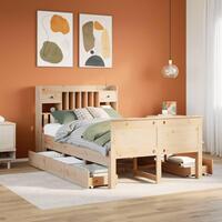 Seng med reol uden madras 135x190 cm massivt fyrretræ