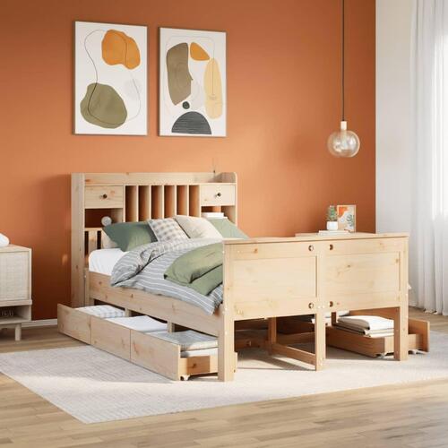 Seng med reol uden madras 135x190 cm massivt fyrretræ