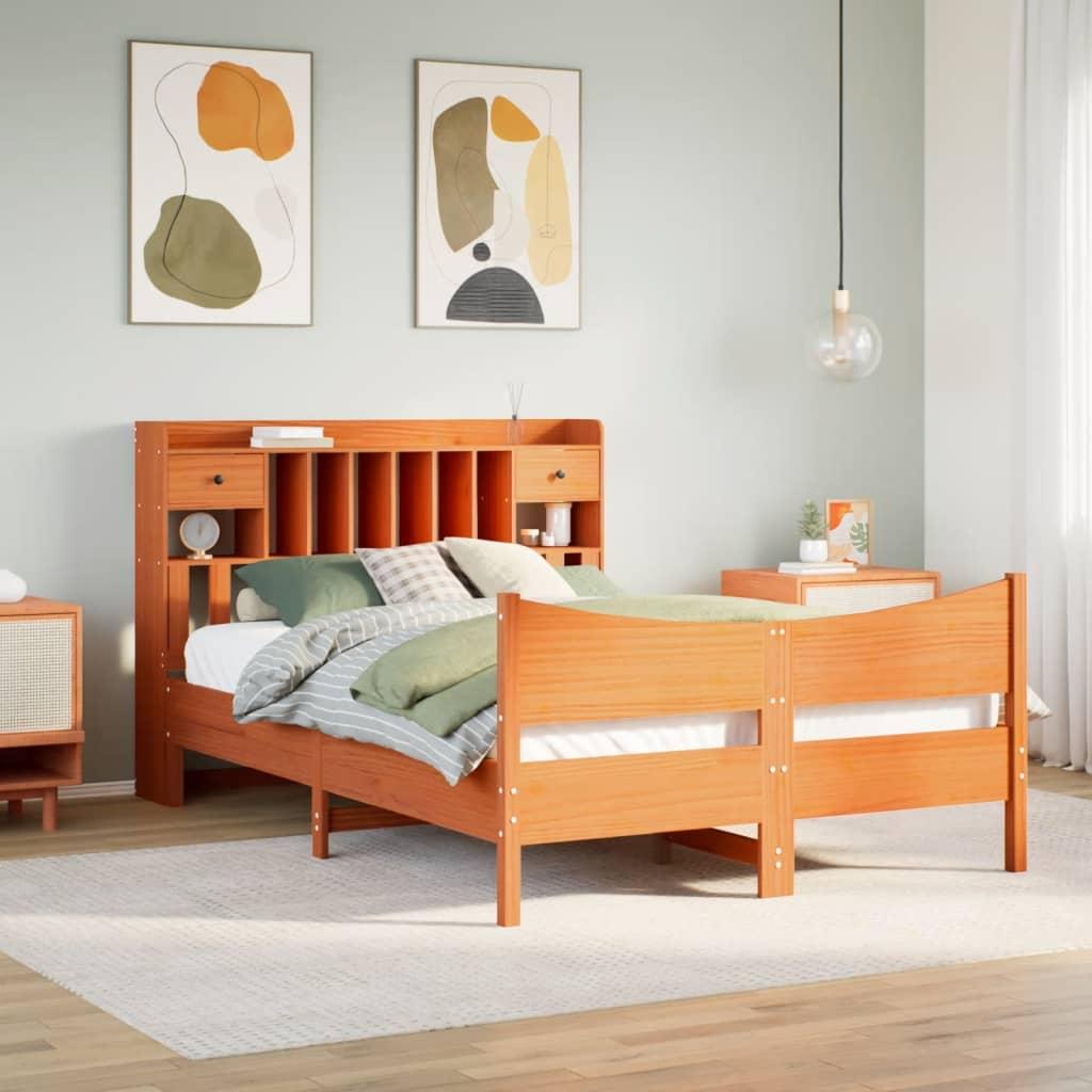Sengeramme uden madras 160x200 cm massivt fyrretræ gyldenbrun billede