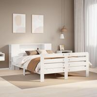 Sengeramme uden madras 150x200 cm massivt fyrretræ hvid
