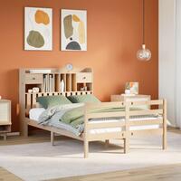 Seng med reol uden madras 135x190 cm massivt fyrretræ