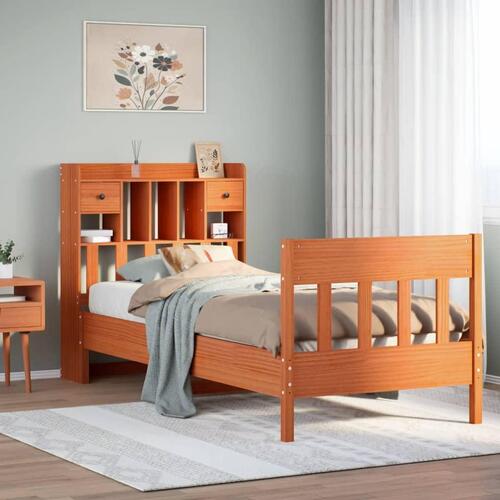 Sengeramme uden madras 90x200 cm massivt fyrretræ gyldenbrun